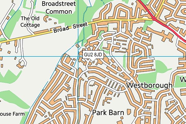 GU2 8JD map - OS VectorMap District (Ordnance Survey)