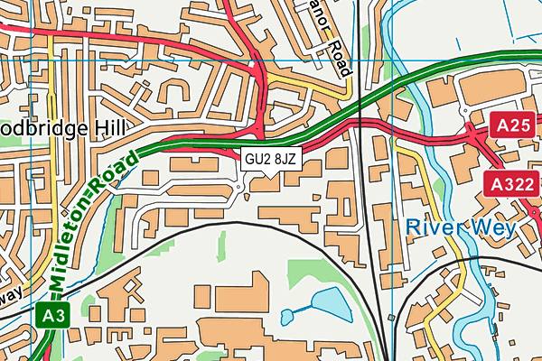 GU2 8JZ map - OS VectorMap District (Ordnance Survey)