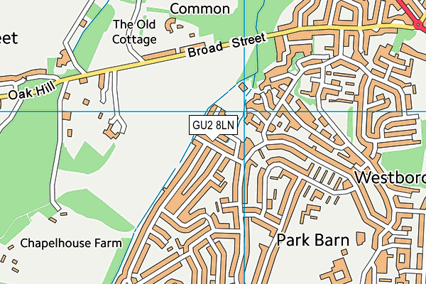 GU2 8LN map - OS VectorMap District (Ordnance Survey)