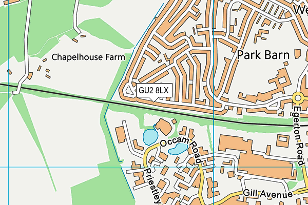 GU2 8LX map - OS VectorMap District (Ordnance Survey)