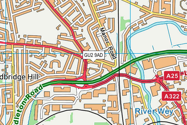 GU2 9AD map - OS VectorMap District (Ordnance Survey)