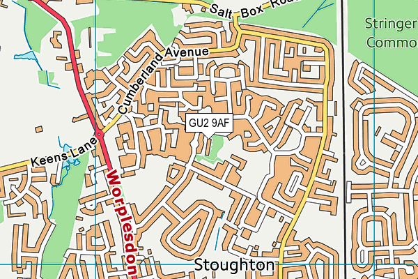 GU2 9AF map - OS VectorMap District (Ordnance Survey)