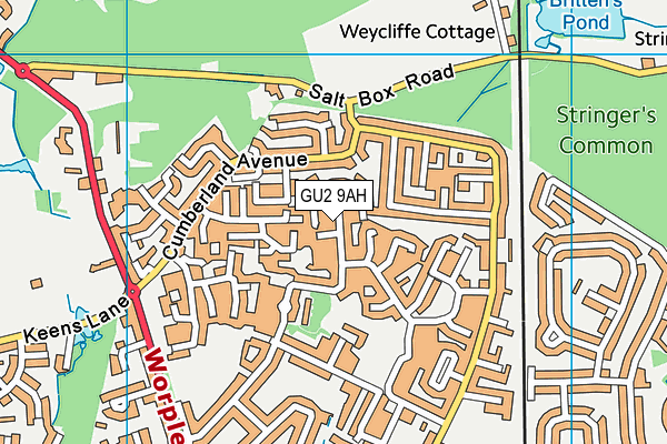 GU2 9AH map - OS VectorMap District (Ordnance Survey)