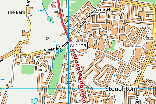 GU2 9GR map - OS VectorMap District (Ordnance Survey)