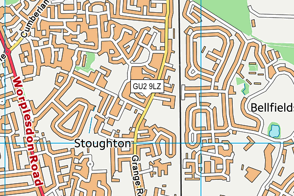 GU2 9LZ map - OS VectorMap District (Ordnance Survey)