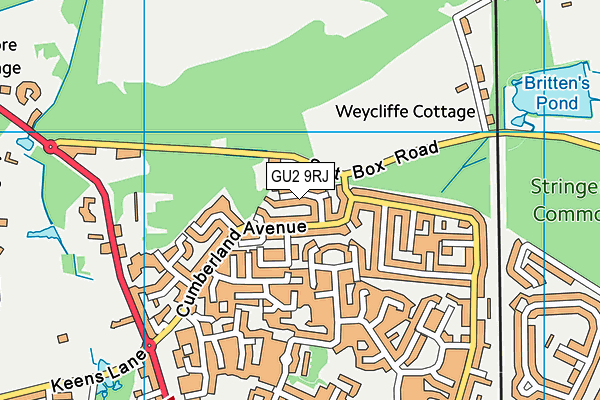 GU2 9RJ map - OS VectorMap District (Ordnance Survey)