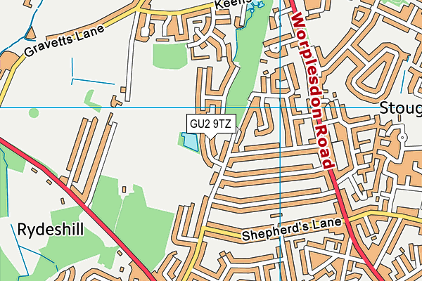 GU2 9TZ map - OS VectorMap District (Ordnance Survey)