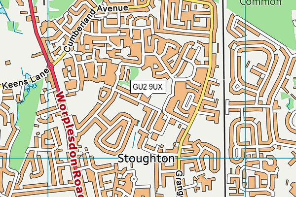 GU2 9UX map - OS VectorMap District (Ordnance Survey)