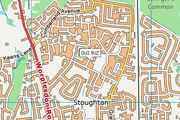 GU2 9UZ map - OS VectorMap District (Ordnance Survey)