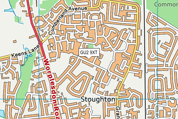 GU2 9XT map - OS VectorMap District (Ordnance Survey)
