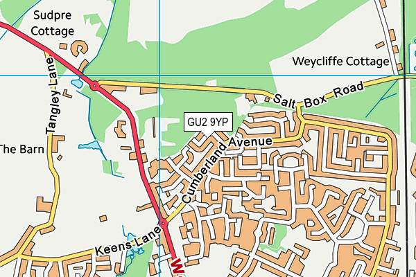 GU2 9YP map - OS VectorMap District (Ordnance Survey)