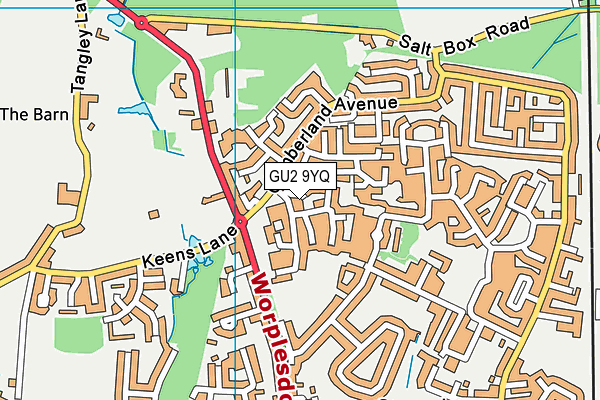 GU2 9YQ map - OS VectorMap District (Ordnance Survey)