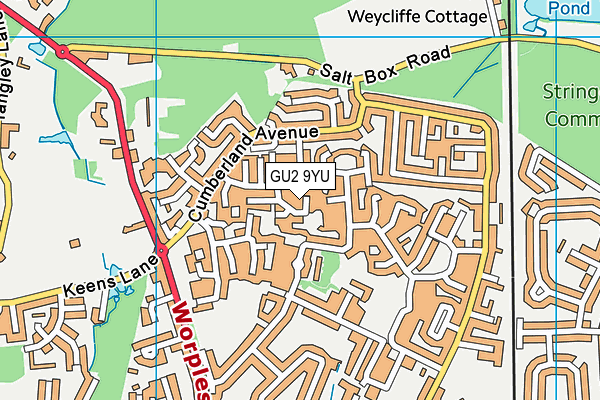 GU2 9YU map - OS VectorMap District (Ordnance Survey)