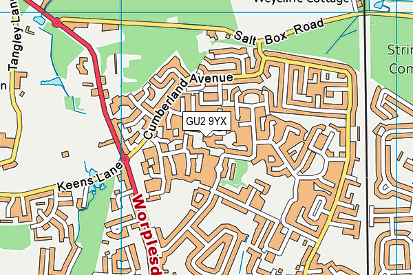 GU2 9YX map - OS VectorMap District (Ordnance Survey)