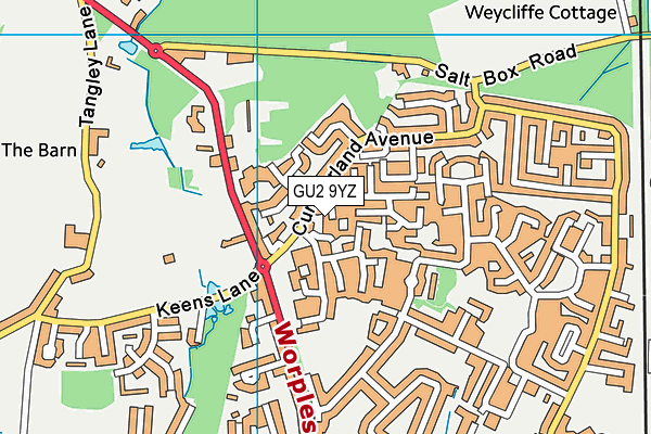 GU2 9YZ map - OS VectorMap District (Ordnance Survey)