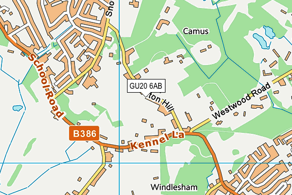 Fernways School map (GU20 6AB) - OS VectorMap District (Ordnance Survey)