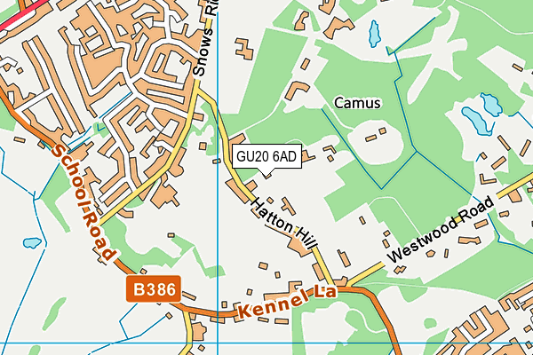 GU20 6AD map - OS VectorMap District (Ordnance Survey)
