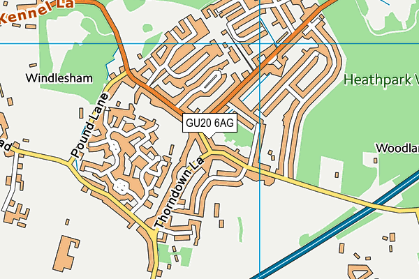 GU20 6AG map - OS VectorMap District (Ordnance Survey)