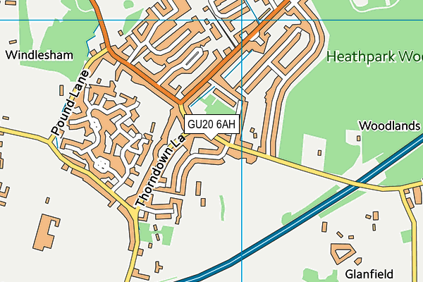 GU20 6AH map - OS VectorMap District (Ordnance Survey)