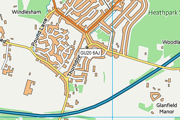 GU20 6AJ map - OS VectorMap District (Ordnance Survey)