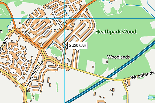 GU20 6AR map - OS VectorMap District (Ordnance Survey)