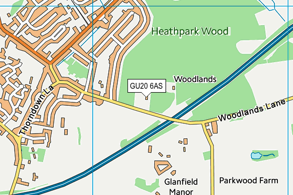 GU20 6AS map - OS VectorMap District (Ordnance Survey)