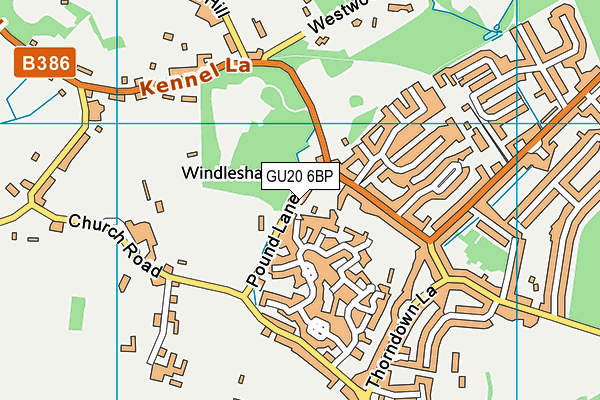 GU20 6BP map - OS VectorMap District (Ordnance Survey)