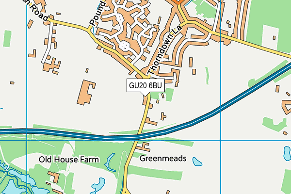 GU20 6BU map - OS VectorMap District (Ordnance Survey)