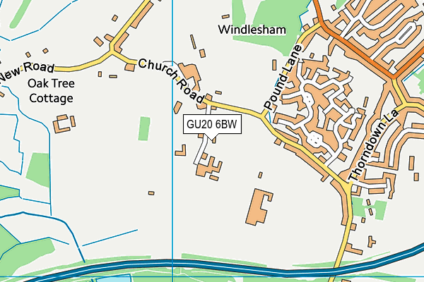 GU20 6BW map - OS VectorMap District (Ordnance Survey)