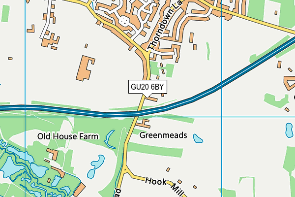 GU20 6BY map - OS VectorMap District (Ordnance Survey)