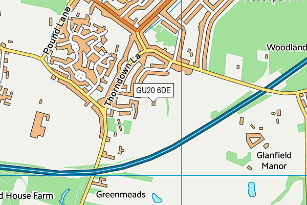 GU20 6DE map - OS VectorMap District (Ordnance Survey)