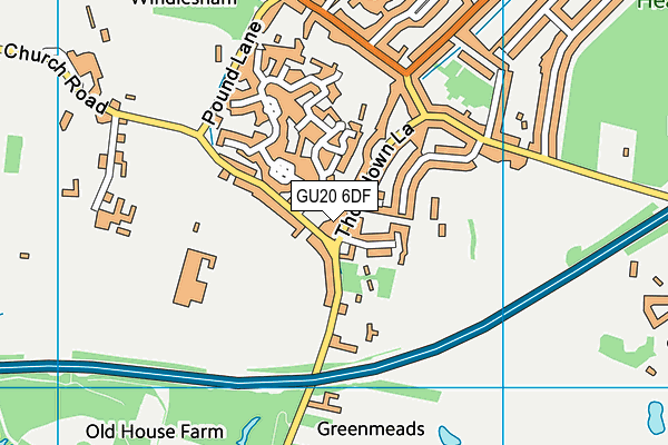 GU20 6DF map - OS VectorMap District (Ordnance Survey)