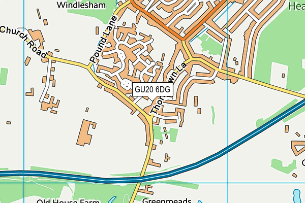 GU20 6DG map - OS VectorMap District (Ordnance Survey)