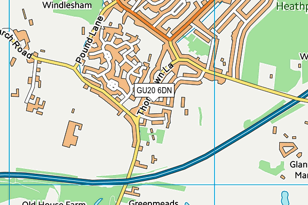 GU20 6DN map - OS VectorMap District (Ordnance Survey)