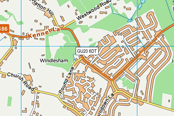 GU20 6DT map - OS VectorMap District (Ordnance Survey)