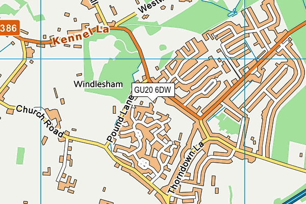 GU20 6DW map - OS VectorMap District (Ordnance Survey)