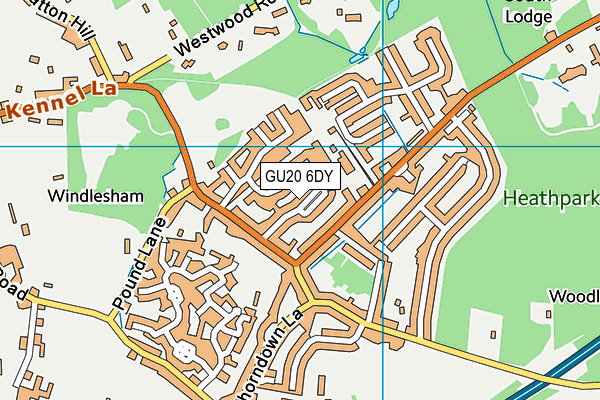 GU20 6DY map - OS VectorMap District (Ordnance Survey)