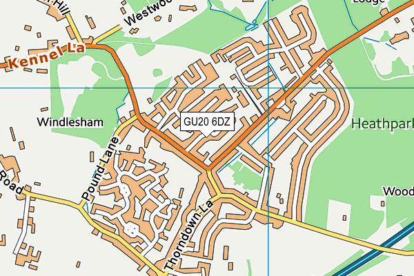 GU20 6DZ map - OS VectorMap District (Ordnance Survey)