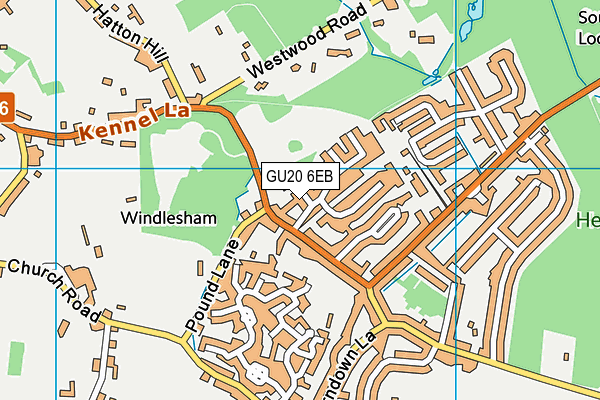 GU20 6EB map - OS VectorMap District (Ordnance Survey)