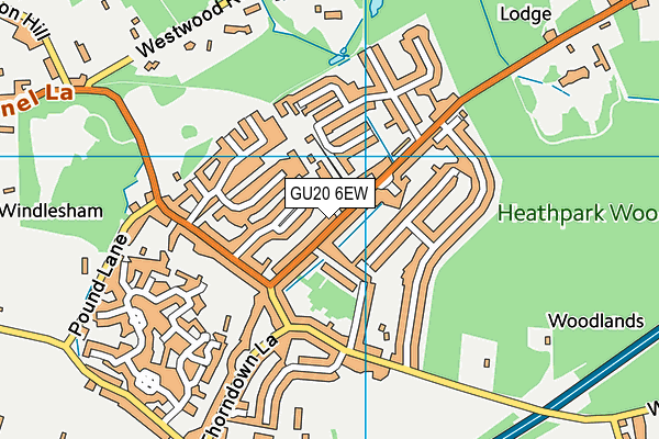 GU20 6EW map - OS VectorMap District (Ordnance Survey)