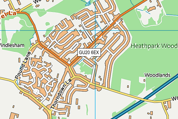 GU20 6EX map - OS VectorMap District (Ordnance Survey)