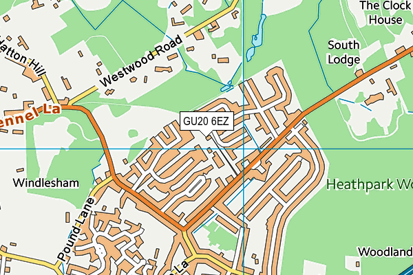 GU20 6EZ map - OS VectorMap District (Ordnance Survey)