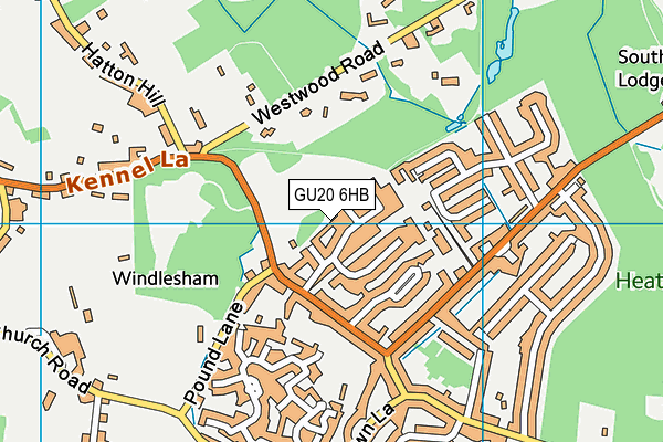 GU20 6HB map - OS VectorMap District (Ordnance Survey)