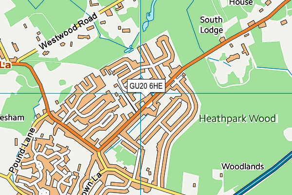 GU20 6HE map - OS VectorMap District (Ordnance Survey)