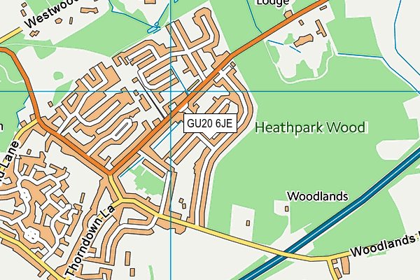 GU20 6JE map - OS VectorMap District (Ordnance Survey)