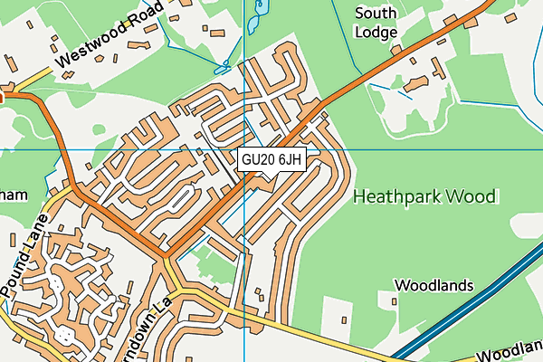 GU20 6JH map - OS VectorMap District (Ordnance Survey)