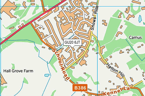 GU20 6JT map - OS VectorMap District (Ordnance Survey)