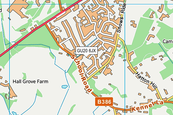 GU20 6JX map - OS VectorMap District (Ordnance Survey)