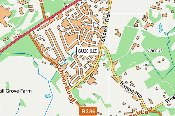 GU20 6JZ map - OS VectorMap District (Ordnance Survey)