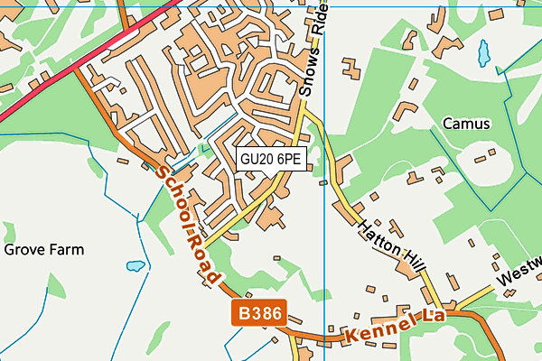 GU20 6PE map - OS VectorMap District (Ordnance Survey)